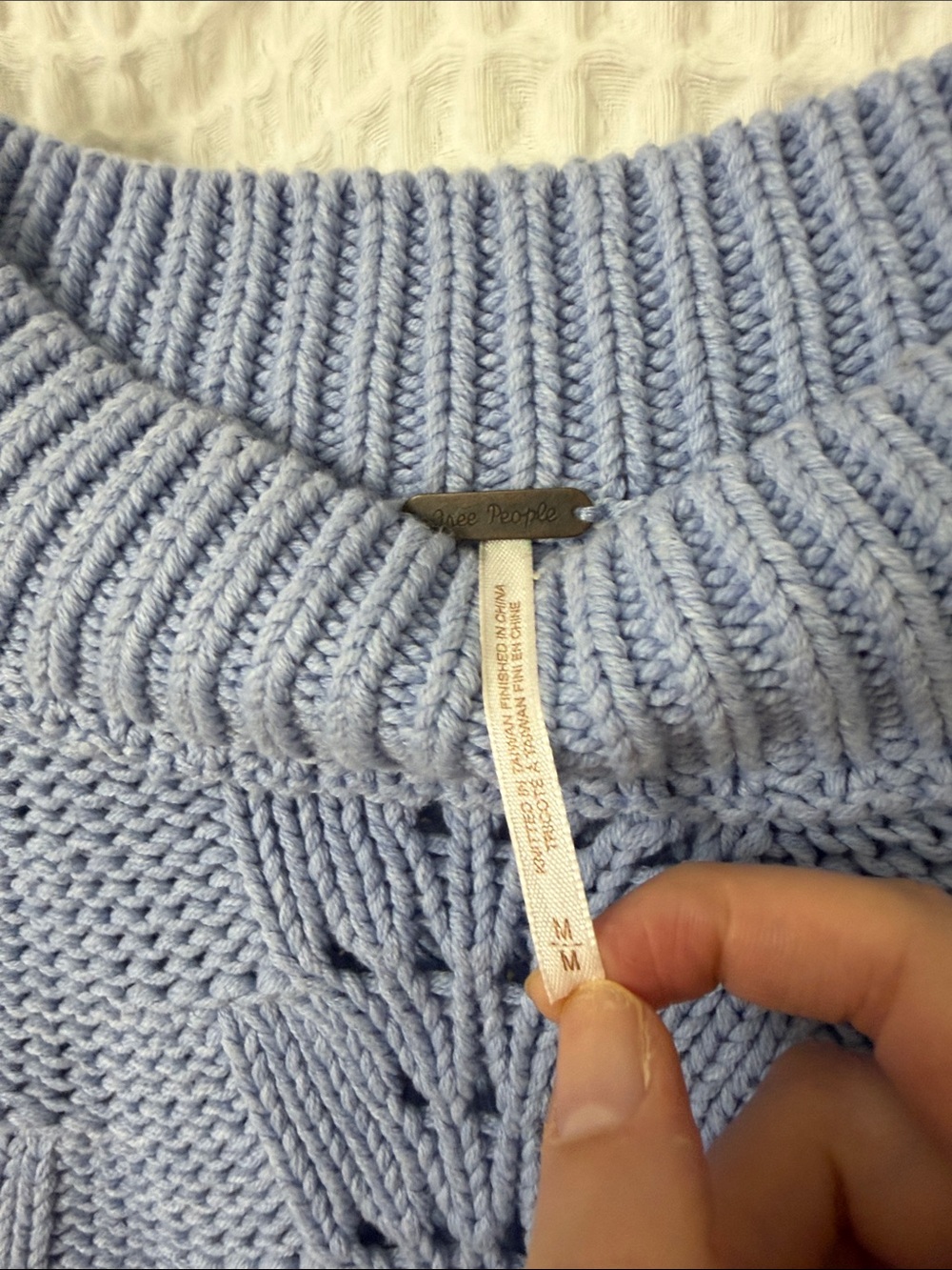 Free People Bell Song Texture-Knit Sweater Vintage Blue Periwinkle Medium - Picture 4 of 7